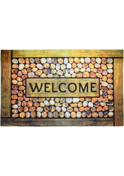 Home Trendy Kapı Paspas 45X75CM Welcome Taş Iç Dış Mekan 1 Adet