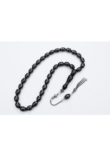 Oltu Taşı Beyzi Çemberli Burgu Işlemeli Tespih