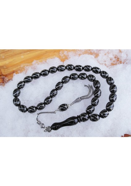 Oltu Taşı Beyzi Çemberli Burgu Işlemeli Tespih fiyatları