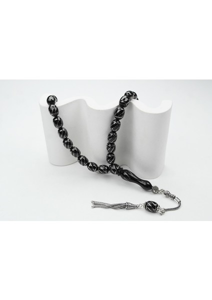 Oltu Taşı Beyzi Çemberli Burgu Işlemeli Tespih modelleri