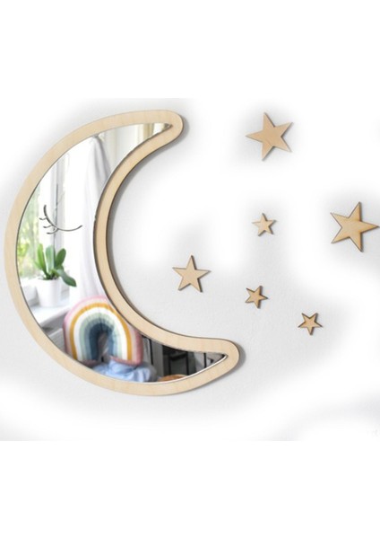Ay Yıldız Figürlü Çocuk Odası Dekoratif Ayna