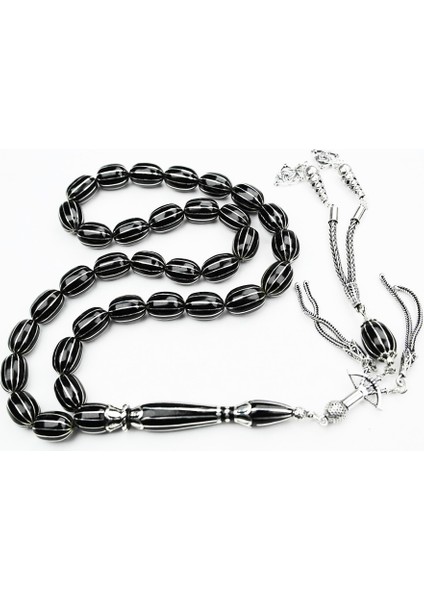 Oltu Taşı Beyzi Model On Ikili Karpuz Nakkaş Imame Işlemeli Tespih