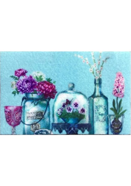 Home Trendy Kapı Paspas 45X75CM Vazoda Çiçekler Iç Dış Mekan 1 Adet