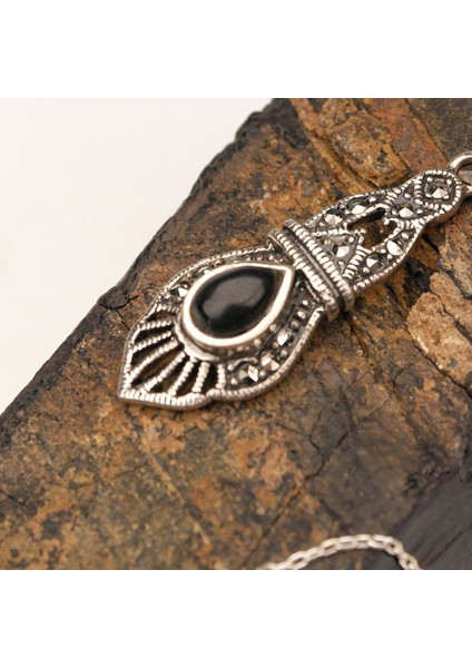 Kemerli gümüş Zincirli Oltu Taşlı Kolye