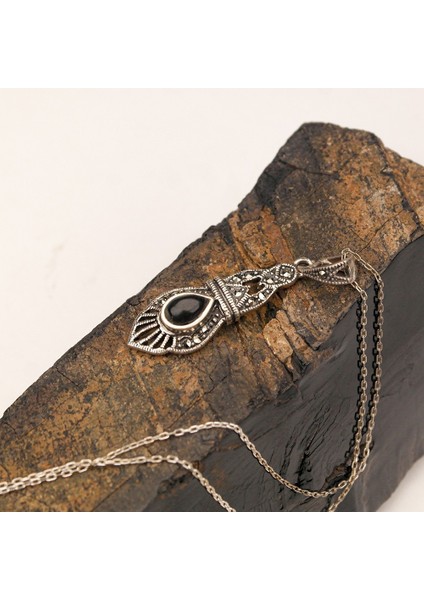 Kemerli gümüş Zincirli Oltu Taşlı Kolye fiyatları