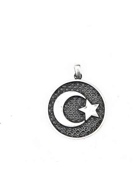 Gümüş Ayyıldız Kabartma Model Erkek Kolye