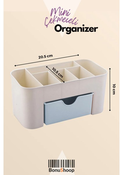 Beyaz turkuaz mini düzenleyici, kozmetik ve takı saklama kutusu, 6+ parça, plastik modelleri