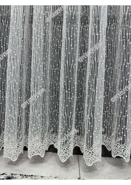 Nokta Çizgili Işlemeli Salon Tülü Zarif Şık Desenli,tül Ütü Istemez 1*3 Sık,pileli, indirimleri