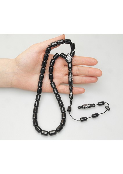 Oltu Taşı Nakkaş Oyma Kıl Testere Kesim Motif Imameli Tesbih modelleri