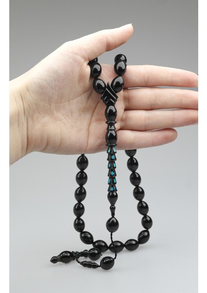 Oltu Taşı Özel Seri Palmiye Desen Imame Oyma Işçilikli Tespih fiyatları