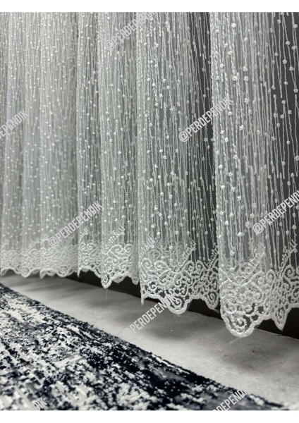 Nokta Çizgili Işlemeli Salon Tülü Zarif Şık Desenli,tül Ütü Istemez 1*3 Sık,pileli, fırsatları