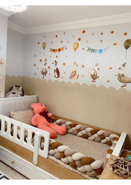 500 cm 4 Örgü Beşik Korumalık - Bej - Vizon - Kahverengi ( 90X190 cm Yataklara Uygundur )