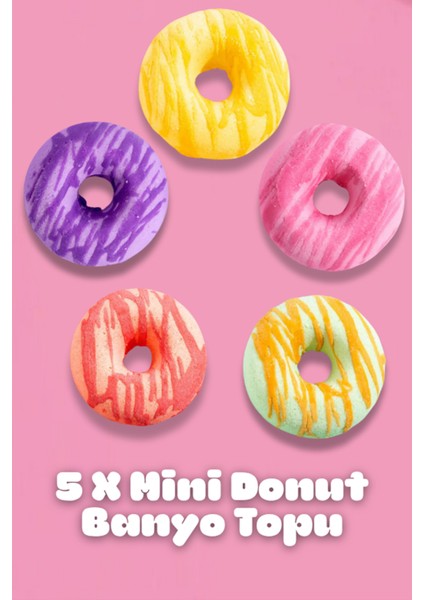 Mini Donut Banyo Topu Seti 5’li – Manikür & Pedikür Uyumlu – Spa ve Cilt Bakımı Seti