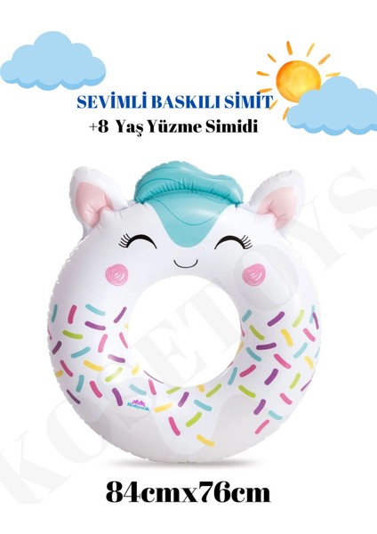 Sevimli Hayvanlar Baskılı Havuz ve Deniz Yüzme Simidi 84CM