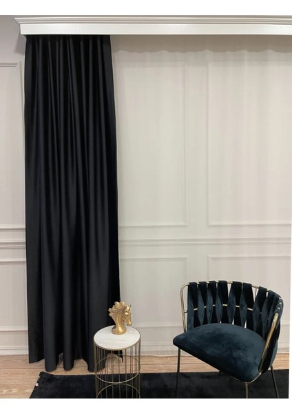 Siyah Kalın Kumaş Karartma Blackout Fon Perde Pilesiz Düz Dikim Tek Parça ( En x Boy ) fiyatları