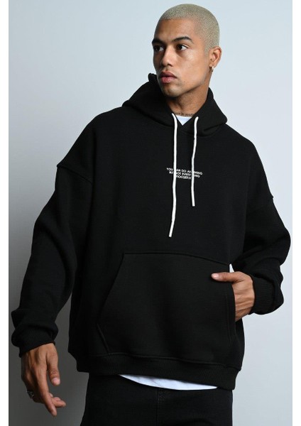 Oversize Kapşonlu Kanguru Cepli Içi Polarlı 3 Iplik Erkek Sweatshirt fiyatları