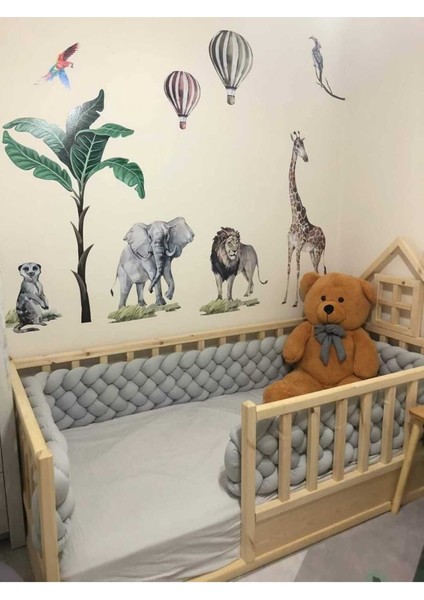 360 cm 5 Örgü Beşik Korumalık - Açık Gri
