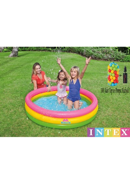 3 Boğumlu Yumuşak Taban Çocuk Oyun Havuzu Set 147X33CM Top ve Pompa Hediye