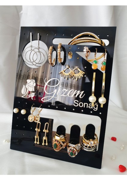 Kişiye Özel Siyah Takı Organizeri, Şık ve Kullanışlı 3 Parçalı Set fiyatları