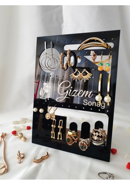 Kişiye Özel Siyah Takı Organizeri, Şık ve Kullanışlı 3 Parçalı Set fırsatları