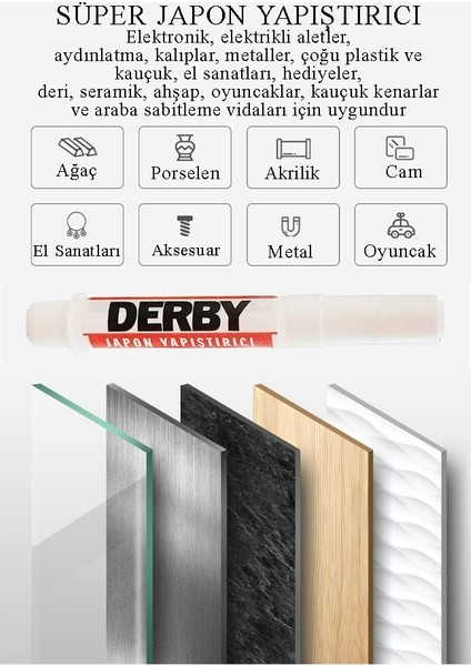 Japon Yapıştırıcısı Derby 10 Adet Mini Parmak Japon Yapıştırıcı Kuvvetli Hızlı Yapıştırıcı 1.5 gr 10 Adet