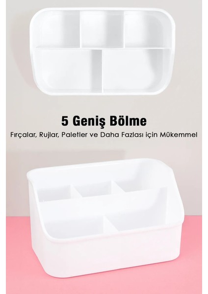 5 Bölmeli Çok Amaçlı Aksesuar Düzenleyici, Beyaz, Plastik, Organizer fırsatları