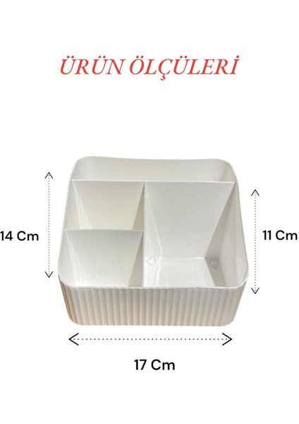 Beyaz Çok Bölmeli Makyaj ve Kozmetik Düzenleyici, Plastik, 3 Parça indirimleri