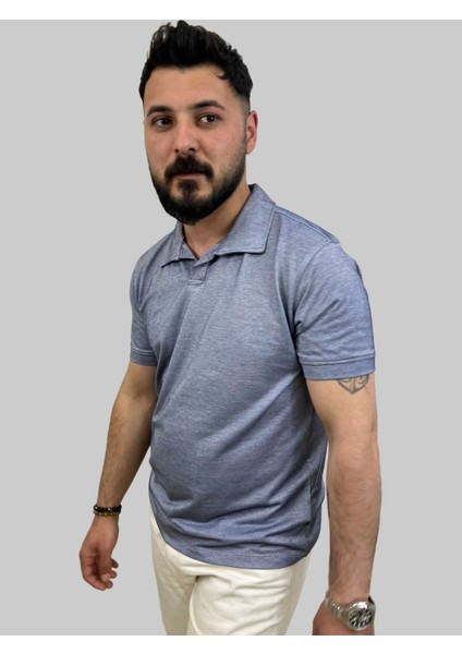 Erkek Bymn Düğmesiz Polo Yaka Açık Gri Tişört fiyatları