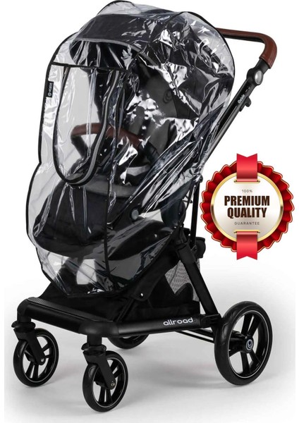 Fermuarlı Bebek Arabası Yağmurluğu Siyah Bütün Bebek Arabalarına Uyumludur Fermuarlı-Pencereli