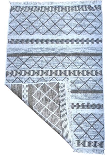 Staywithlove Kilim Çift Taraflı Lüks Dokuma Kilim Çamaşır Makinesinde Yıkanabilir Pamuklu Dokuma Bej- Krem Kilim