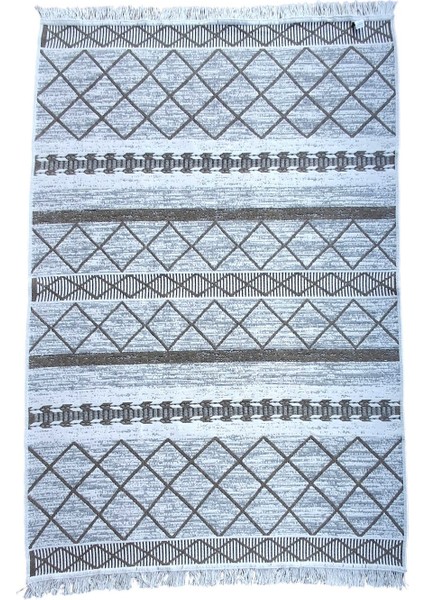 Staywithlove Kilim Çift Taraflı Lüks Dokuma Kilim Çamaşır Makinesinde Yıkanabilir Pamuklu Dokuma Bej- Krem Kilim