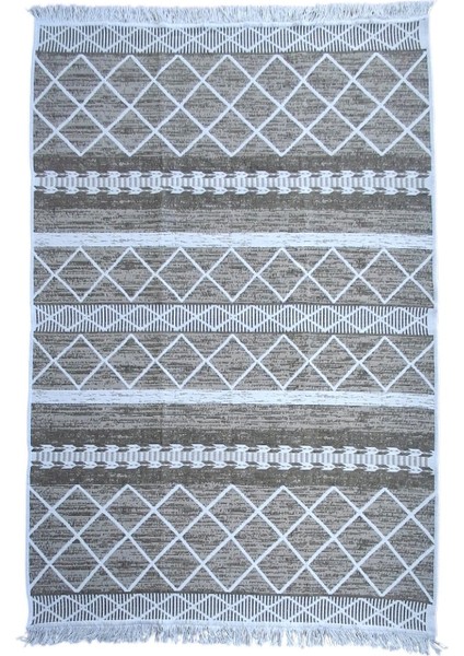 Staywithlove Kilim Çift Taraflı Lüks Dokuma Kilim Çamaşır Makinesinde Yıkanabilir Pamuklu Dokuma Bej- Krem Kilim