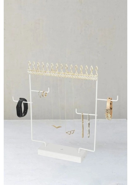 Şık Takı Düzeni, Metal, Altın Renk, Kolye, Küpe, Yüzük ve Bileklik Saklama Kutusu