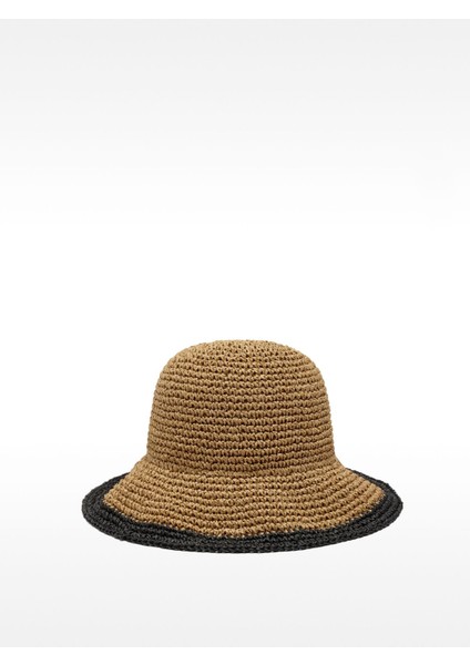 Hasır Efektli Bucket Şapka