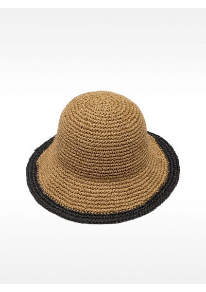 Hasır Efektli Bucket Şapka