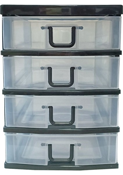 4 Gözlü Siyah Plastik Organizer, Takı ve Evrak Saklama, 1 Parça modelleri