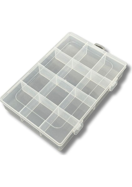 12 Bölmeli Beyaz Şeffaf Takı Organizer Kutusu, 13x19x3.5cm, 2'li set modelleri