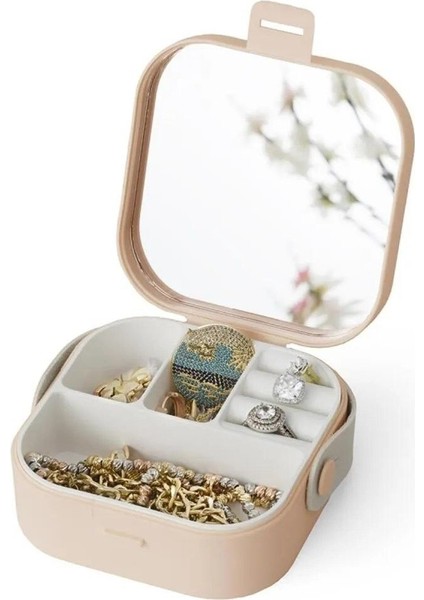Mini aynalı taşınabilir makyaj ve takı organizeri, şık ve kullanışlı tasarım fırsatları
