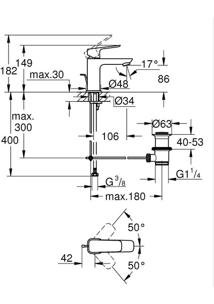 Cubeo Tek Kumandalı Lavabo Bataryası S- Boyut (Mat Siyah) Grh 1016942430