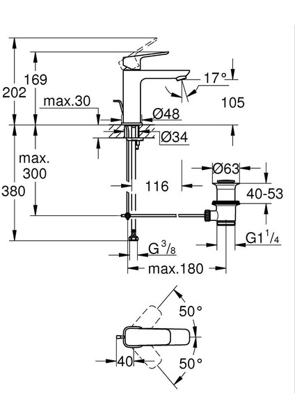 Cubeo Tek Kumandalı Lavabo Bataryası M-Boyut (Krom) Grh 1017490000