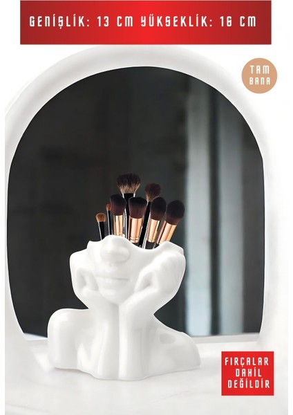 Beyaz makyaj fırça organizer, şık kozmetik düzenleyici, 28 parça, polyester modelleri