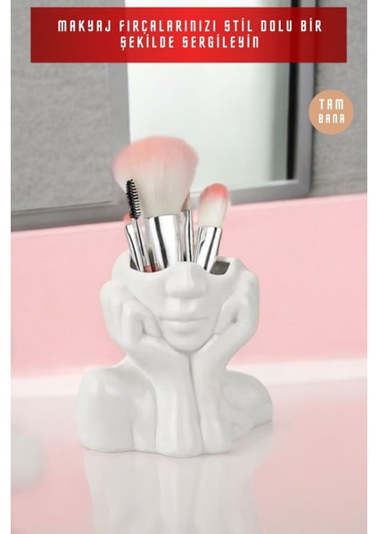 Beyaz makyaj fırça organizer, şık kozmetik düzenleyici, 28 parça, polyester fırsatları