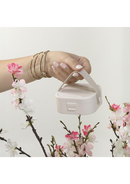 Şık Seyahat Boy Aynalı Takı ve Aksesuar Organizer Kutusu, Bej Renk fiyatları