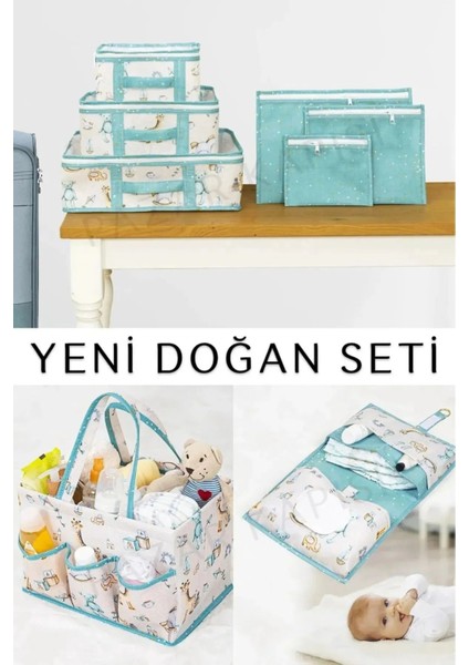 Yeni Doğan Seti- Bavul Organizer,bebek Genel Bakım ve Alt Bakım Çantası(Mavi)