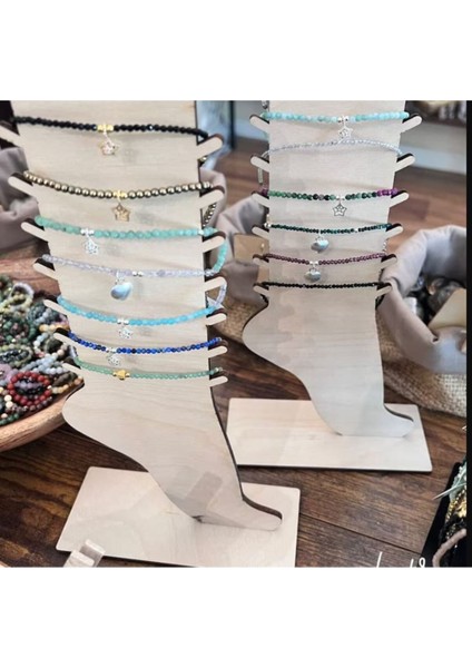 Şık Ahşap Takı Düzenleyici Standı, 25 cm, Bej, 2'li, dekoratif ve kullanışlı tasarım fırsatları