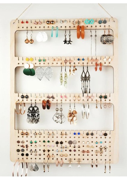 Ahşap takı düzenleyici, şık ve pratik küpe ve takı standı, büyük boy, tek parça