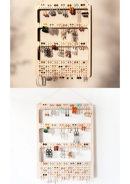 Ahşap takı düzenleyici, şık ve pratik küpe ve takı standı, büyük boy, tek parça indirimleri