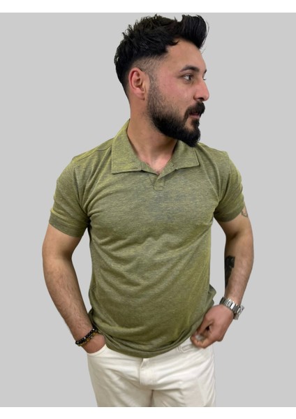 Erkek Bymn Düğmesiz Polo Yaka Fıstık Yeşili Tişört fiyatları