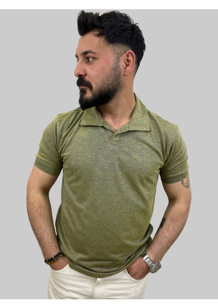 Erkek Bymn Düğmesiz Polo Yaka Fıstık Yeşili Tişört fırsatları