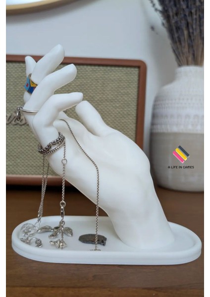 Beyaz geniş el yapımı dekoratif takı sergileme standı, 2 adet, plastik materyal